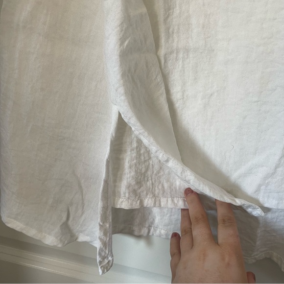 *boutique* LuLu B lightweight cutout white top sharkbite hem size L semi sheer - Picture 5 of 6